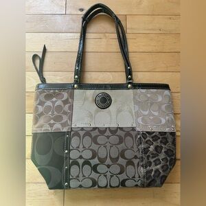 Coach Patchwork Tote Bag with Black Handles